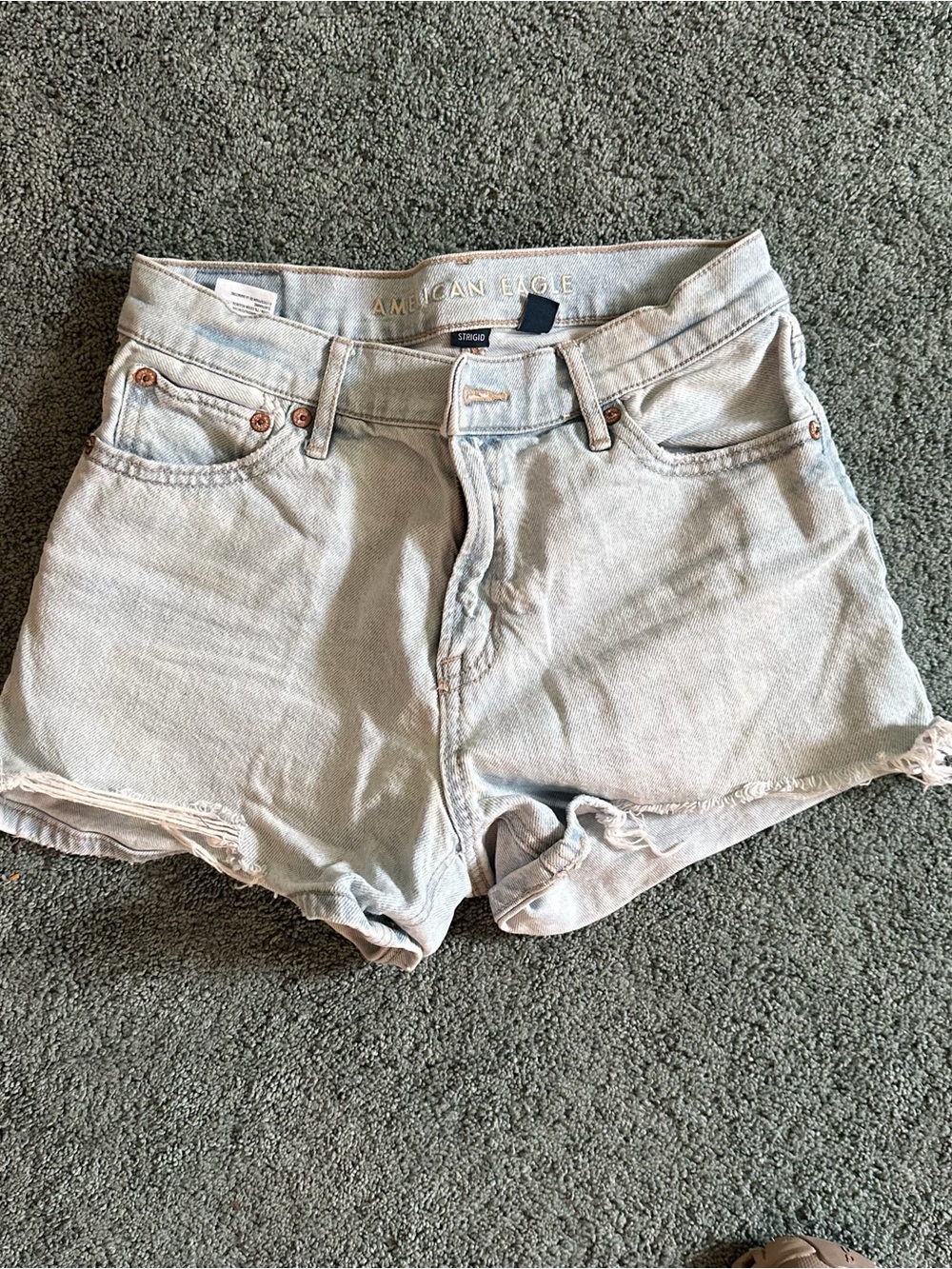 American Eagle Outfitters Pale Blue Distressed Denim Shorts